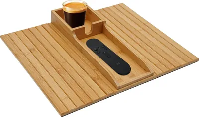 Produktbild von Sofa-Armlehnenablage - Couch-Armlehnentisch - Bambus - Rechteckig - Wasserdicht - Rutschfest - 41,5 x 34 cm - Braun