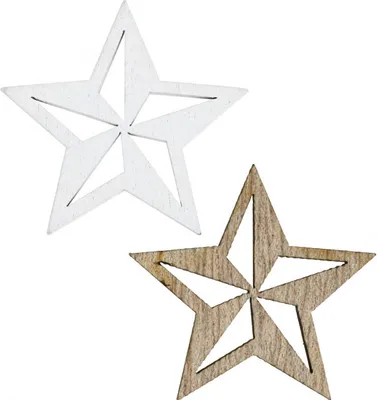 Produktbild von Holzsterne Deko Weihnachten Weiß Natur Streudeko 3,5cm 48 St