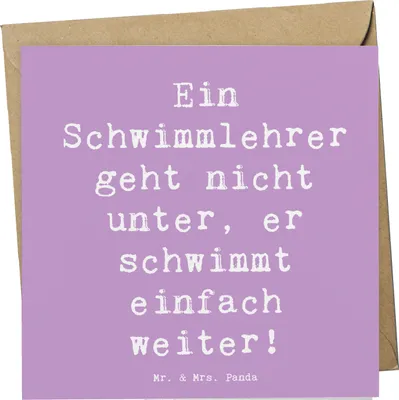 Produktbild von Mr. & Mrs. Panda Klappkarte Spruch Schwimmlehrer Motivation - Lavendeltraum - Geschenk, Berufsliebe, Beruf, doppelkarte, Grußkarte, anlasskarte, Wasser, Glückwunschkarte