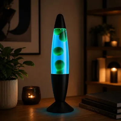 Produktbild von LED Lavalampe - inkl. LED - Glas/Metall - Schwarz - 36cm, Ø10cm