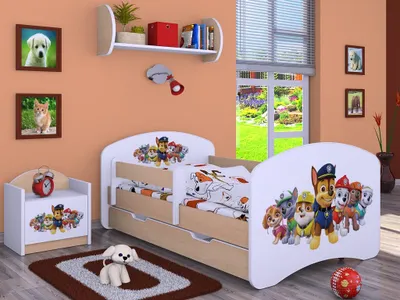 Image de BDW Lit d'enfant Super chiens, Lit bébé chambre d'enfant, Poire légère (motif 3), 160 x 80 cm