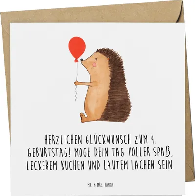 Produktbild von Mr. & Mrs. Panda Grußkarte 4. Geburtstag - Weiß - Geschenk, doppelkarte, Geburtstagsgeschenk, Alles gut zum, besondere Momente, Geburtstagsdeko, Kindergeburtstag, Spaß