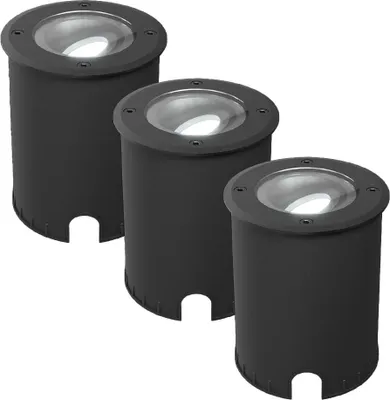 Produktbild von hoftronic LED Bodeneinbaustrahler 5W 6500K IP67 Schwarz 3er Set