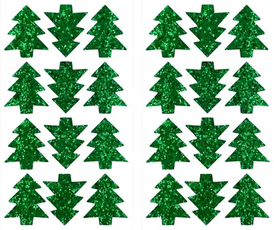 Produktbild von Oblique Unique 24 Tannenbaum Sticker Xmas Glitzer Aufkleber für Weihnachten Weihnachtsdeko zum Basteln - grün