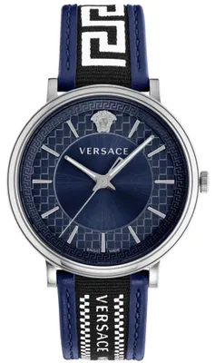 Produktbild von Versace V Circle Herrenarmbanduhr Blau Silber