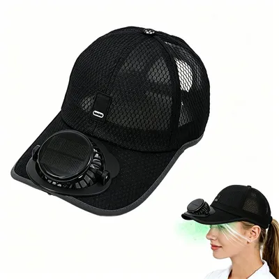 Produktbild von Ventilator Hut mit USB-Ladung – Sonnenhut mit Lüfter – Schwarz