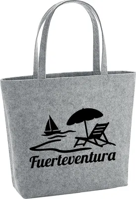 Produktbild von Huuraa Filzshopper Fuerteventura Inselmotiv Spanien 22 Liter Grey Melange Filztasche Geschenkidee