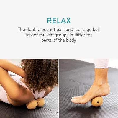 Produktbild von Navaris Faszien Set mehrteilig aus Kork - Mini Peanut Duo Massageball Faszienball - Rücken Wirbel Nacken Yoga - Duoball Massage Bälle hart