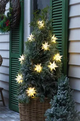 Image de Guirlande lumineuse d'extérieur "Etoiles" 230 cm de long, 10 LED, avec pile + minuterie, décoration lumineuse pour salon, balcon & jardin, résistant aux intempéries pour l'extérieur