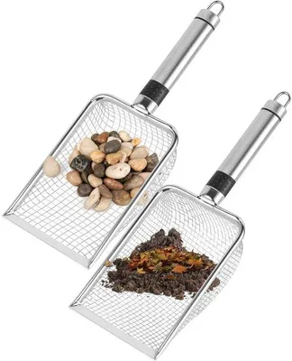 Immagine prodotto di Set di due setacci da giardino con manico - Setacci per giardino e compost - Maglie da 3,8 mm e 5 mm - Ideali per il giardinaggio, sabbia, sassi, terra e compost - Ideali per la cura del giardino