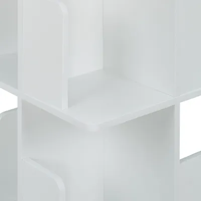 Produktbild von Relaxdays Bücherregal, 360 Grad drehbar, 4 Ebenen, Bücher, CDs, Deko, HBT: 125,5x39x39 cm, Wohnzimmer Drehregal, weiß