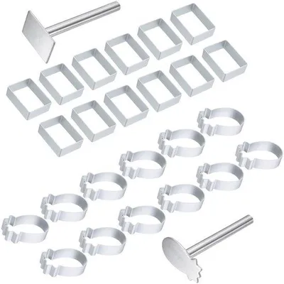 Productafbeelding van Solidchoice - Set van 26 Metalen Uitsteekvormen met Reliëfstempels