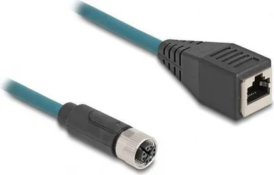 Produktbild von DELOCK M12 Adapterkabel X-kodiert 8 Pin Bu zu RJ45,Bu 50 cm
