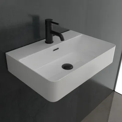 Produktbild von Alpenberger Waschbecken 60 cm Breit | Waschtisch als Hängewaschbecken oder Aufsatzwaschtisch | Handwaschbecken | Keramik Waschtisch