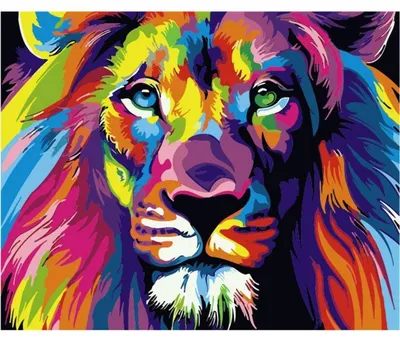 Produktbild von Malen nach Zahlen Set Bunter Löwe 16x20 Zoll ohne Rahmen Acrylmalerei DIY Kits