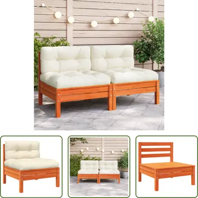 Produktbild von The Living Store Gartensofa ohne Armlehnen mit Kissen Wachsbraun Kiefernholz