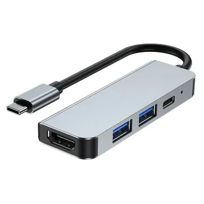 Zdjęcie produktu dla wielofunkcyjny adapter 4w1 V2 w kolorze szarym HUB USB-C na 2xUSB + HDMI + adapter USB-C