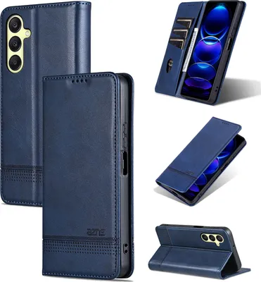 Immagine prodotto di Custodia in pelle per Samsung Galaxy A26, custodia pieghevole a portafoglio con chiusura magnetica e supporto blu