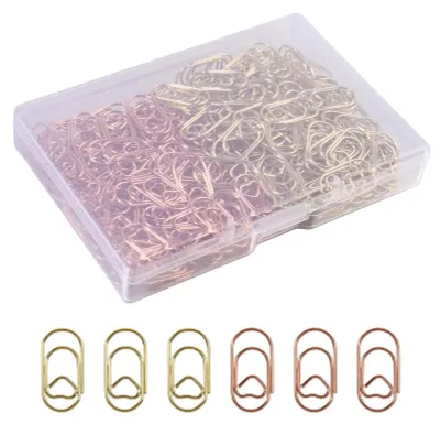 Herzförmige Büroklammern, 200 Stück, Gold & Roségold, mit Box