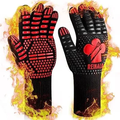 Produktbild von Famanu BBQ-Handschuhe hitzebeständig bis 800 Grad - Rot