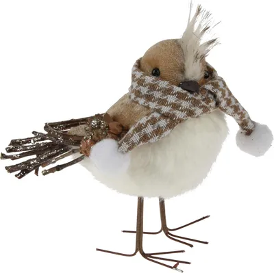 Image de Oiseau debout 16cm avec écharpe, décoration