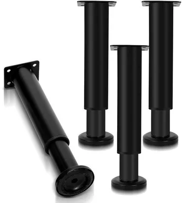 Immagine prodotto di 4 gambe cilindriche regolabili in altezza per tavoli in metallo, 18-30 cm