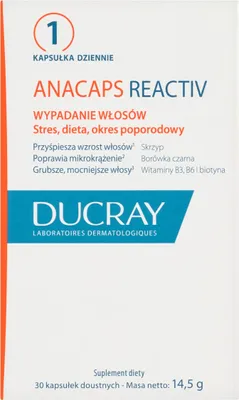 Zdjęcie produktu dla Ducray Anacaps Reactiv wypadanie włosów, 30 kapsułek