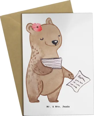 Produktbild von Mr. & Mrs. Panda Grußkarte Bürokauffrau Herz - Weiß - Geschenk, hochzeitskarten, osterkarte, weihnachtskarten, Kauffrau für Büromanagement, dankeskarten, Bürojob