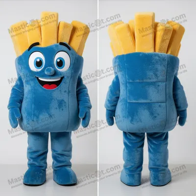 Image de Mascotte MASTICOT de frites bleues douces et moelleuses