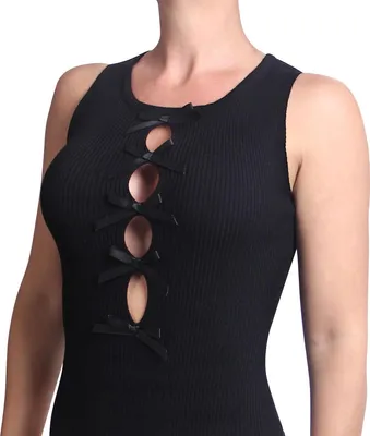Produktbild von topschuhe24 3181 Body Tank Top Schleifen, Farbe:Schwarz, Größe:M/L