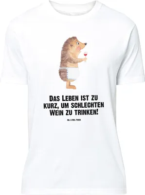 Produktbild von Mr. & Mrs. Panda Größe M T-Shirt Igel Wein - Weiß - Geschenk, Deko, Weißwein, Weinglas, Shirt, Herren, Tshirt, Lustige Sprüche, mit Spruch, Rotwein