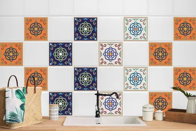 Produktbild von 24 Stück Laminierter Klebefolien Wandfliesen für Küche Bad Aufkleber Vielzahl von Farben 15 x 15 cm