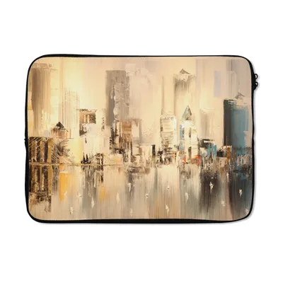 Produktbild von MuchoWow® Laptop Hülle 14 ZollGemälde - Öl - Abstrakt - Skyline Laptoptasche - Laptoptasche - Stoßsicher - Schutzhaube