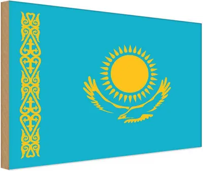 Produktbild von vianmo Holzschild 20x30 cm Kasachstans Kazakhstan Flagge Fahne Wappen