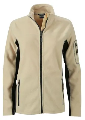 Produktbild von James and Nicholson - "Strong" Fleecejacke für Damen - Arbeit LT2655 (L) (Steinfarben/Schwarz)