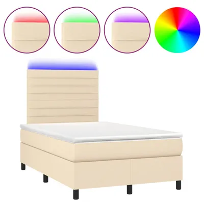 Produktbild von vidaXL Boxspringbett mit Matratze & LED Creme 120x190 cm Stoff