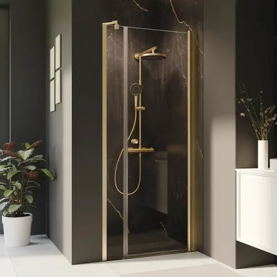 Produktbild von Duschtür in Nische mit Drehtür an Festteil BREUER Elana 2.0 rund 120 cm Profil gold Klarglas Türanschlag links