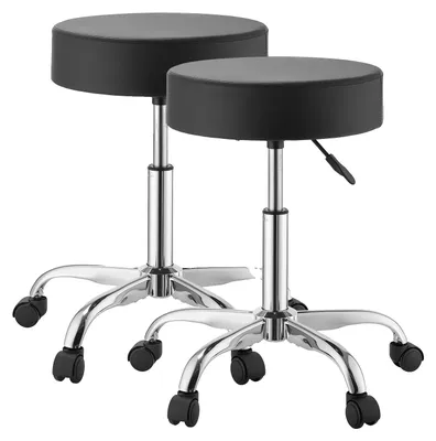 Immagine prodotto di VEVOR, sedia a rotelle da 226,8 kg, sedia da ufficio con ruote in PU, sedia girevole con altezza regolabile, seduta ergonomica in ecopelle con imbottitura spessa, girevole a 360°, ideale per saloni di bellezza, cliniche e studi medici, set da 2