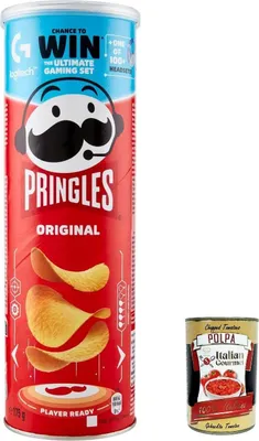Produktbild von 5x Original Chips, der unwiderstehliche Snack in der praktischen Dose knackige Chips Geschmack Einzelpackung 175g + Italian Gourmet polpa 400g
