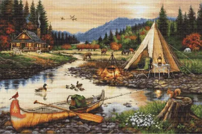 Produktbild von Luca-S Kreuzstich Set "Gold Collection Goldener Bach ", Zählmuster, 51x34cm