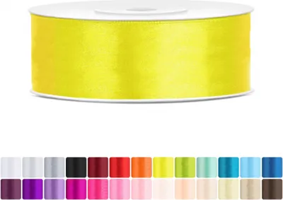 Produktbild von Satinband 25mm Gelb - 25 Meter Rolle Geschenk- & Schleifenband