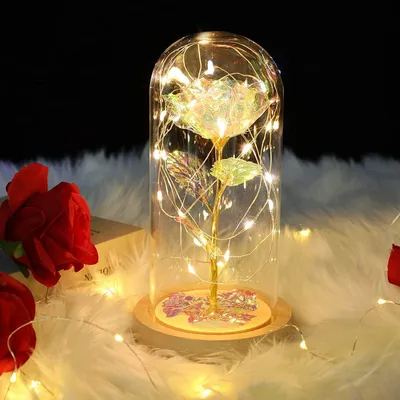 Obrázek produktu pro Věčná růže ve sklenici s LED světlem, dárek pro ženy, matku, přítelkyni, manželku