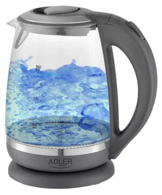 Immagine prodotto di Adler AD1286 Bollitore elettrico in vetro da 2 litri, interno illuminato, cordless Grigio