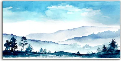 Produktbild von Coloray - Glasbild - 100x50 cm - Wandbild - Glasbilder - Foto für das Wohnzimmer Aquarell Berge