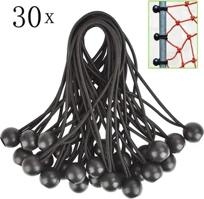 Produktbild von 30 Stück Bungee-Spanner, Gummi-Bungee-Spanner mit Kugel, für Plane, Pavillon, Zelt, Vorhänge, Gartendrahtgeflecht, Gewächshaus-Planenbefestigung, Anhänger-Planenbefestigung