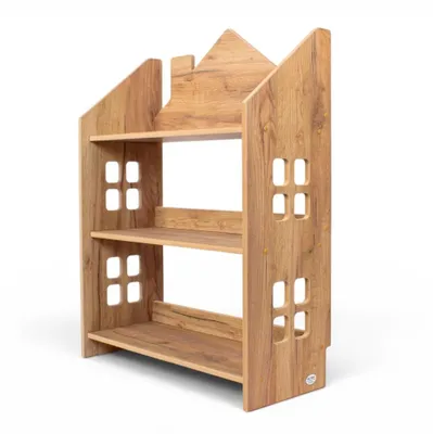 Produktbild von Kids Helper Kinderregal Haus Eiche Spielzeugregal Ablage Montessori Kindermöbel MDF