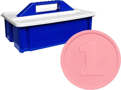 Produktbild von CombiCraft Wertmarken-Chips mit Reliefprägung „1“ in Rosa – 2.000 Stück inklusiv Aufbewahrunskiste