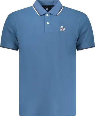 Produktbild von Elegantes Herren Poloshirt Blau mit Kontrasten und Logo-Applikation