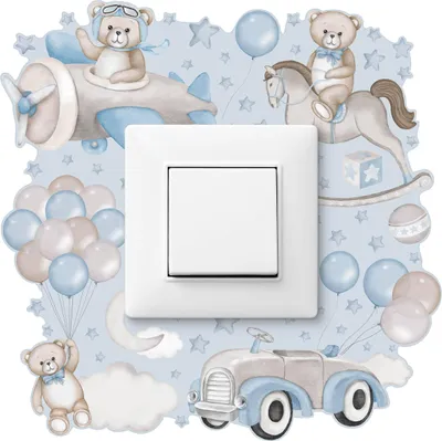 Obrázek produktu pro Nástěnné tetování TEDDYBÄREN balónky hvězdy mraky 20x20cm samolepka pro dětský pokoj