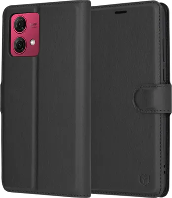 Produktbild von Techsuit Leder Folio Book Wallet Klapphülle für Motorola Moto G84 - Schwarz
